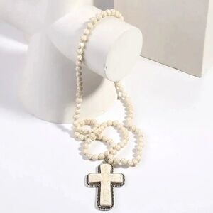 Anthropologie Magnesite Cross FINE Craftsmanship Necklace